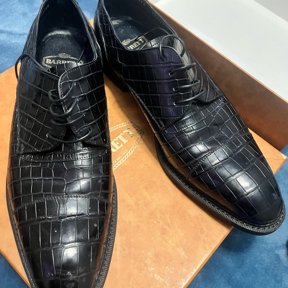 Black Crocodile Pattern Men's Oxfords